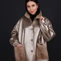Дубленка oversize в золотом цвете