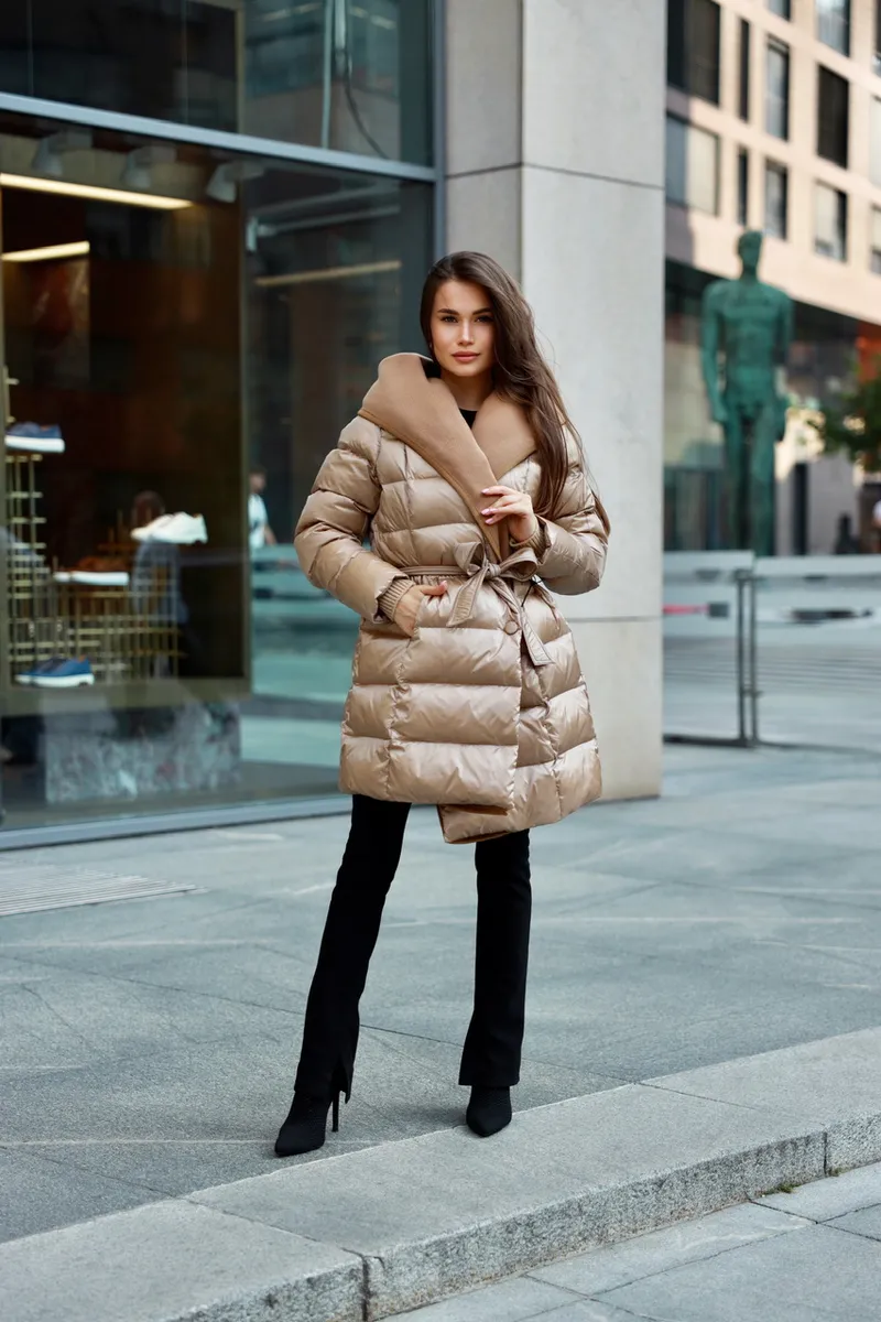 Down jacket with cashmere