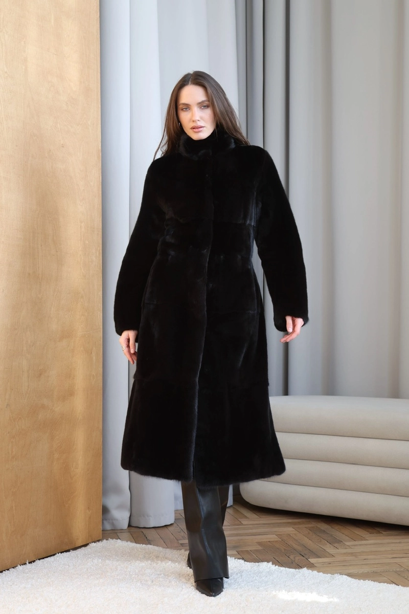A BlackGlama mink robe coat