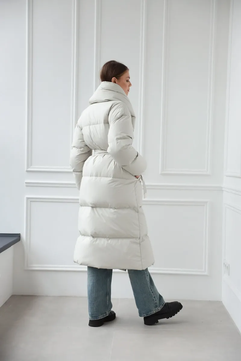  Laconic down jacket in light gray color