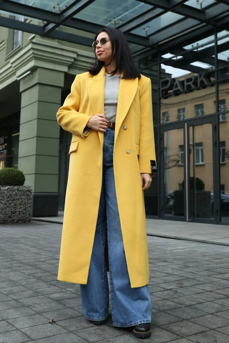 Straight cut coat in maxi length