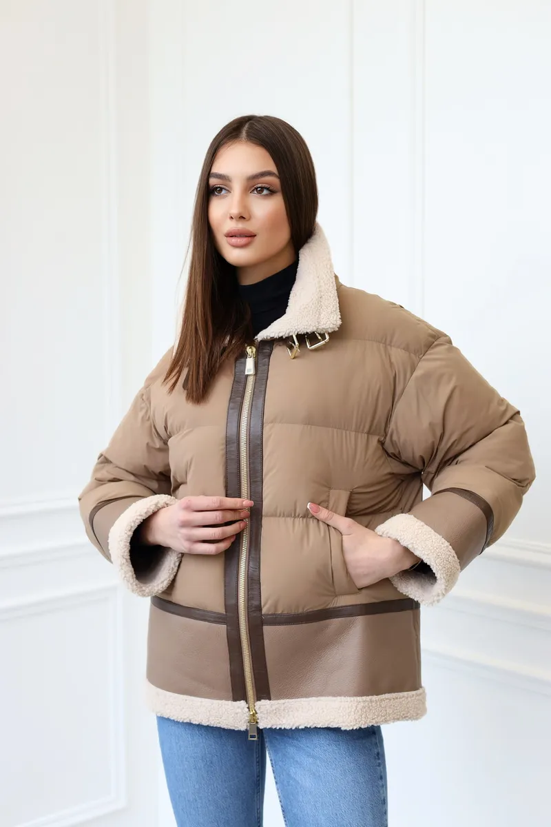 Пуховик с овчиной кёрли 