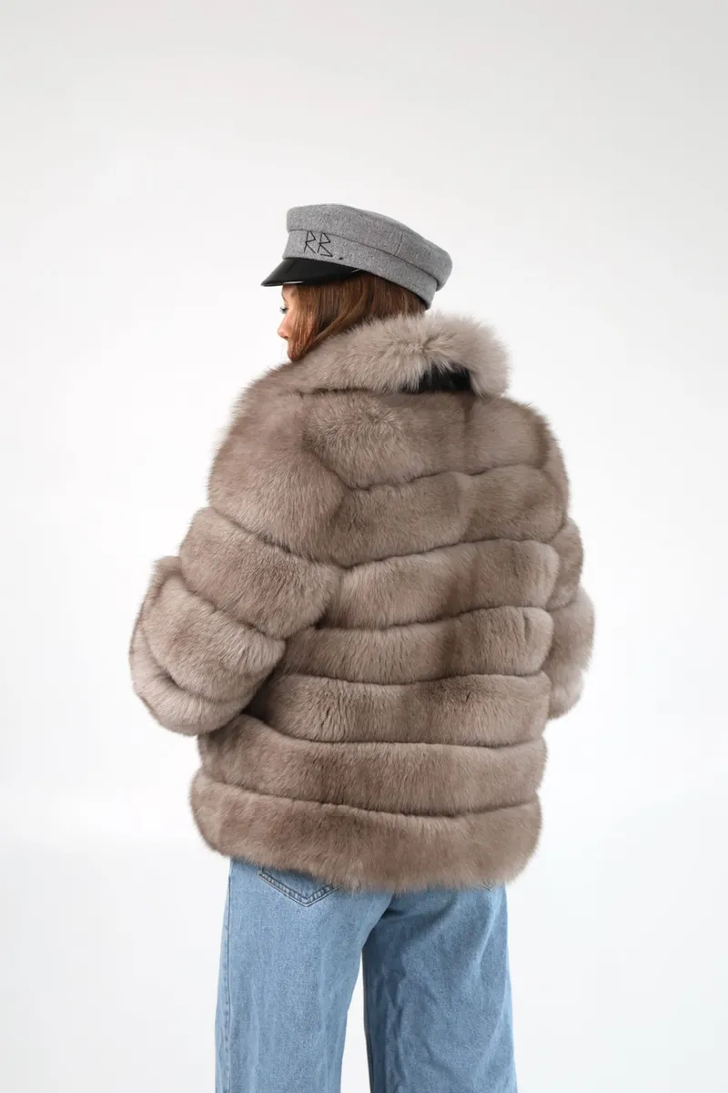 Cropped fox fur coat
