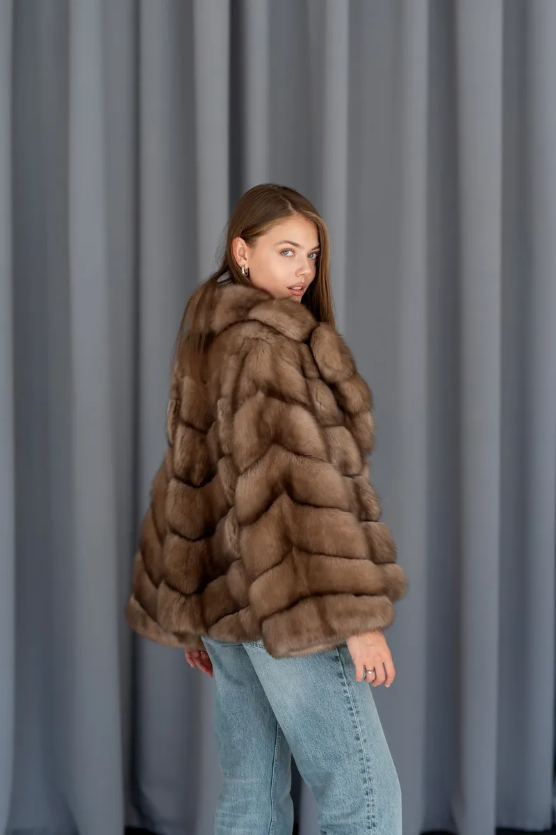 Sable fur coat with puffy sleeves
