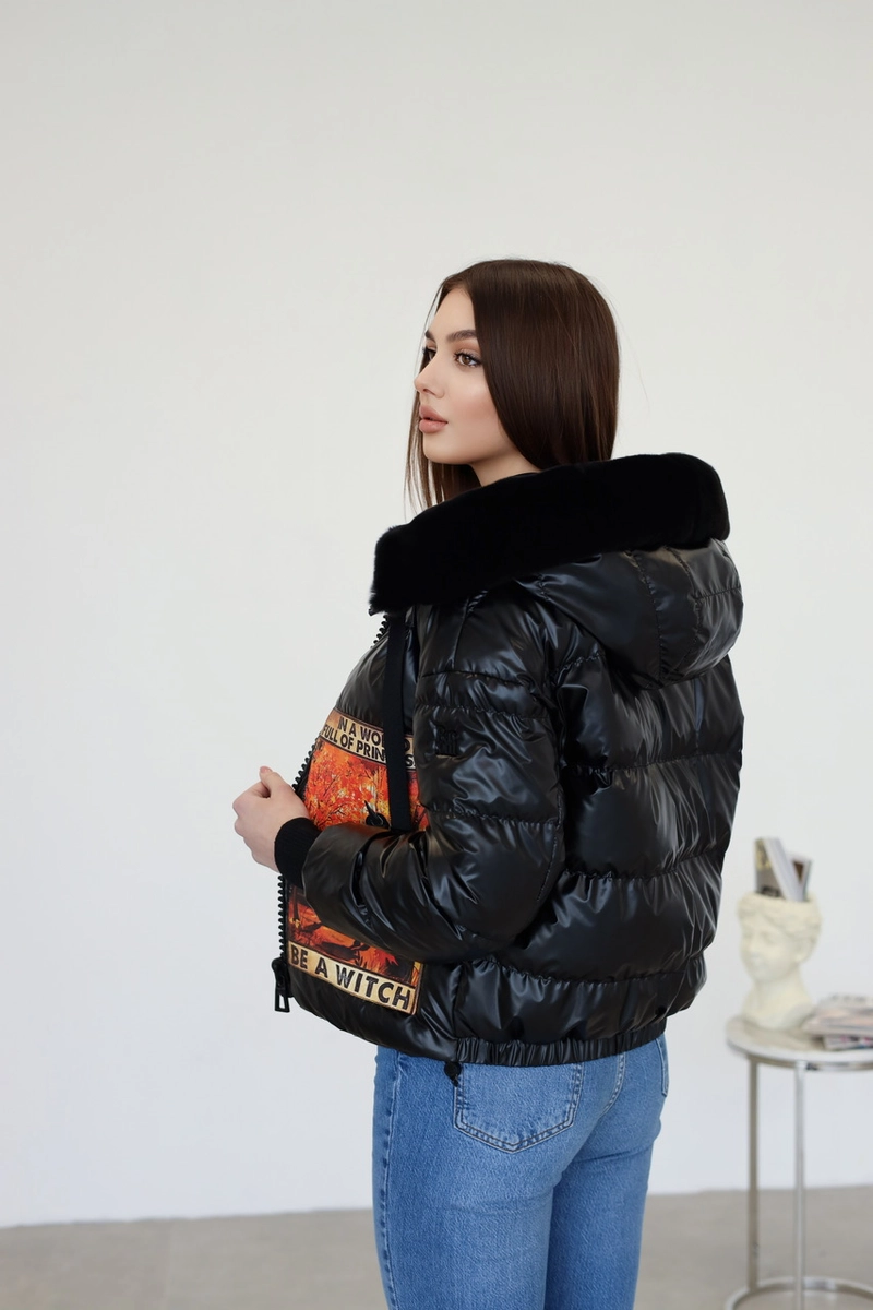 Jacket in Italian vogue fabric in high-gloss black
