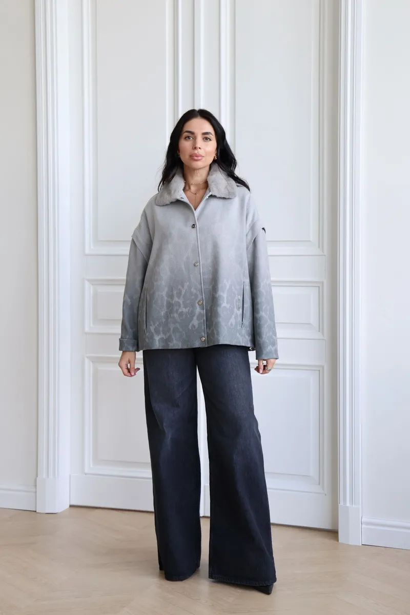 Grey convertible coat crafted from Italian fabric