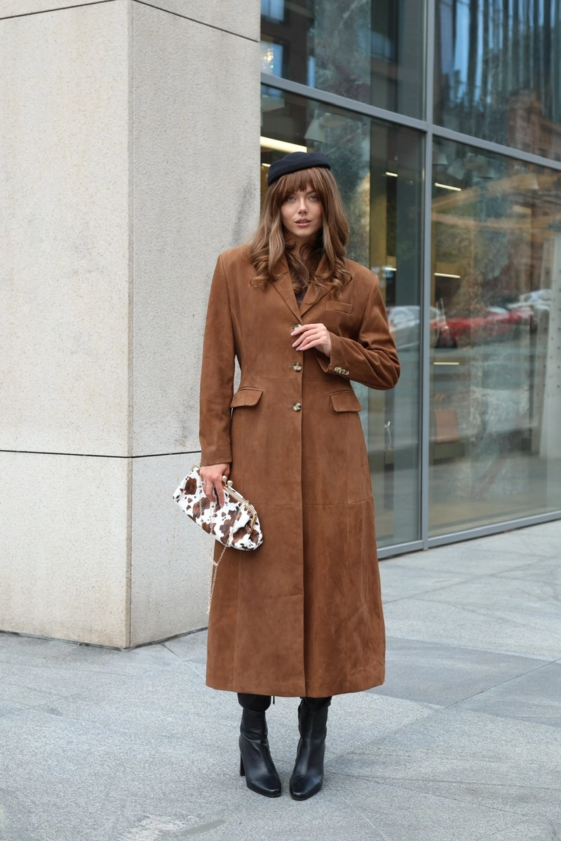 Fitted suede cardigan