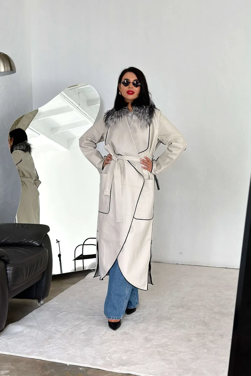 Leather raincoat made of smooth premium quality leather 