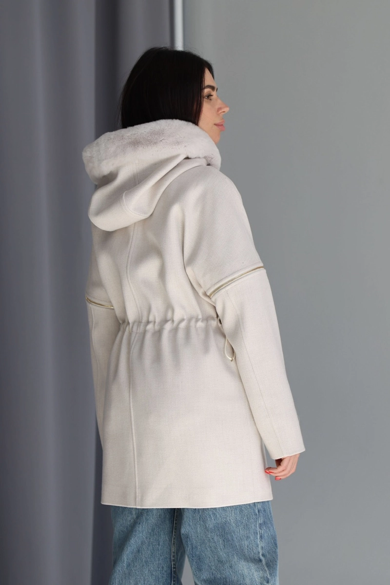 Cashmere coat with hood