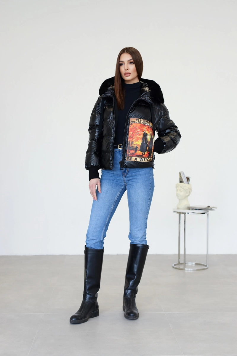 Jacket in Italian vogue fabric in high-gloss black