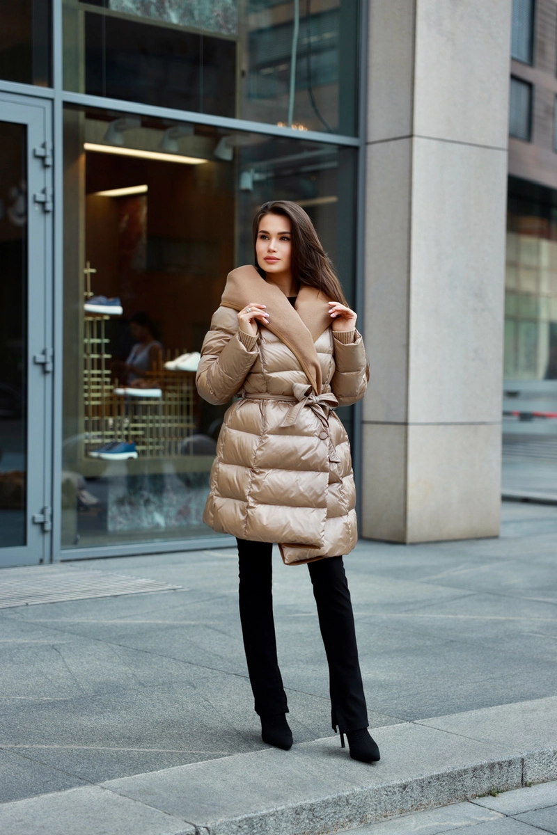 Down jacket with cashmere
