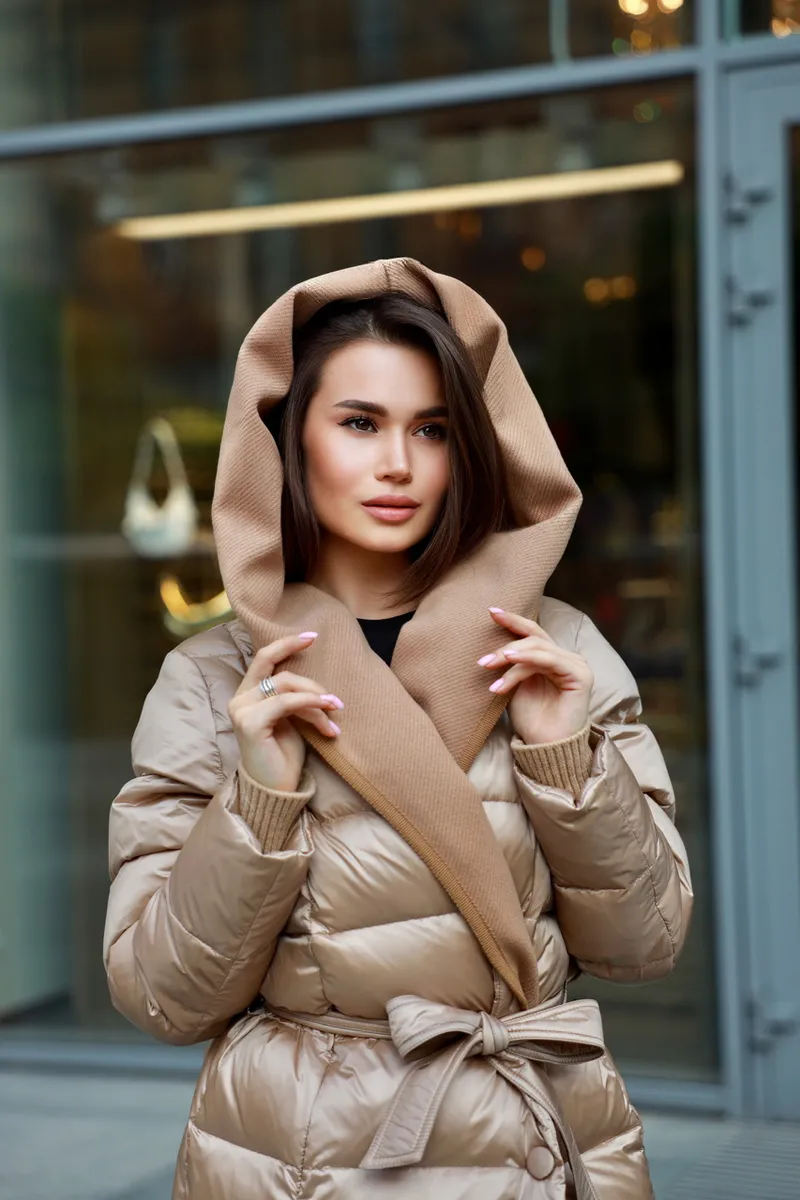 Down jacket with cashmere