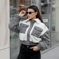 Cropped bomber jacket with patch pockets