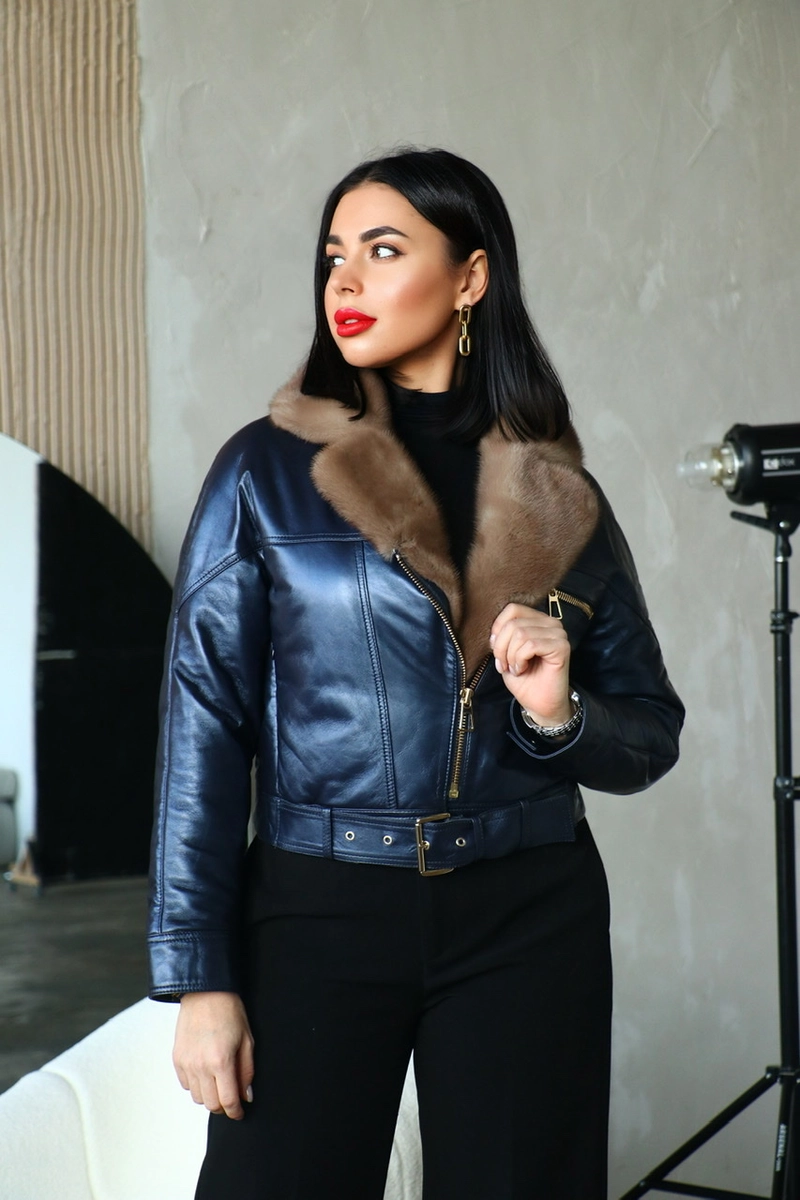 Demi-season jacket in blue color