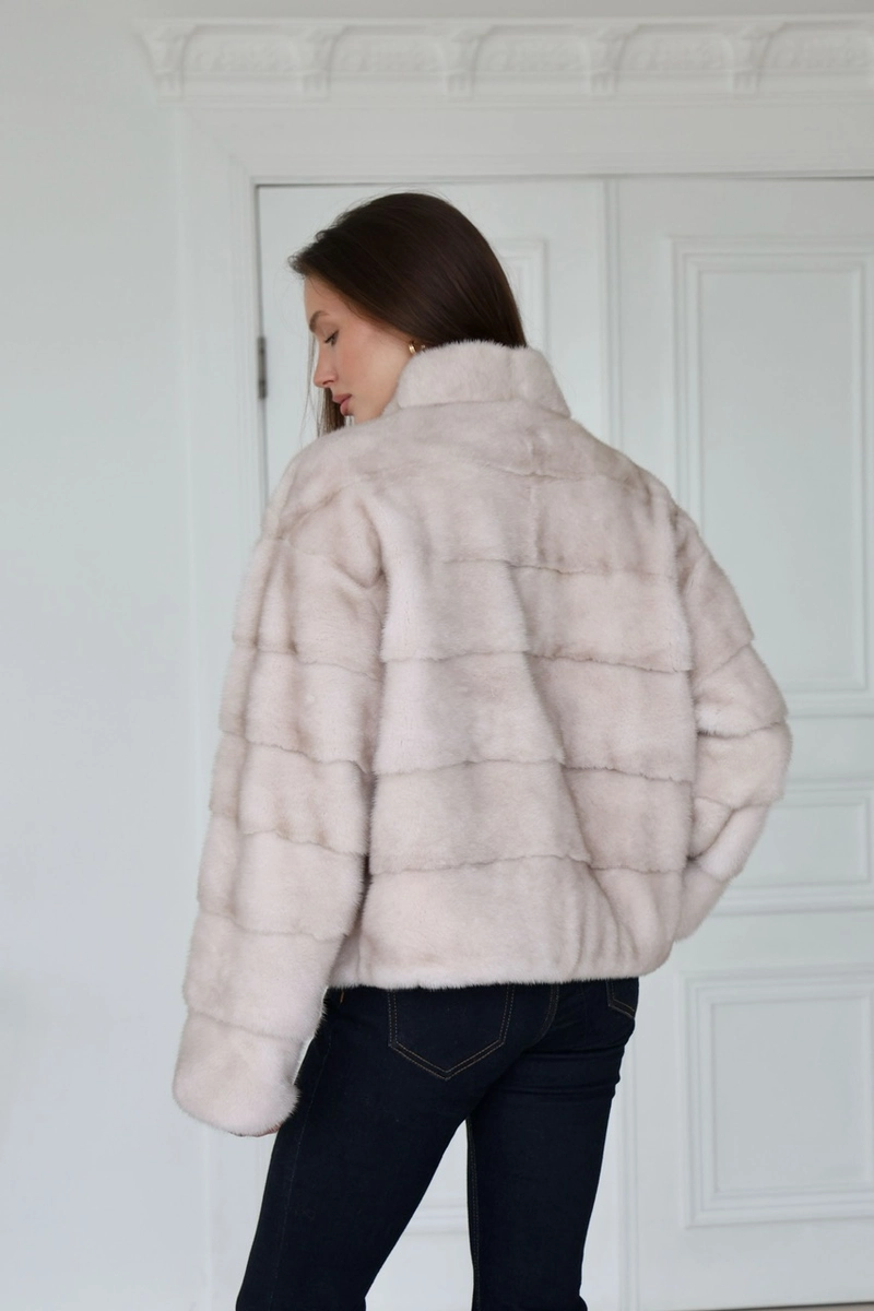Scandinavian mink fur coat in the “Warm Ice” shade