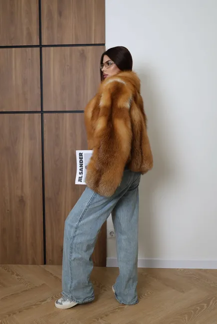 Auction-grade RED FOX fur coat
