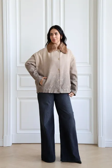 Cropped convertible coat crafted from Italian Marani fabric