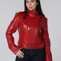 Cropped jacket in rich red colour 