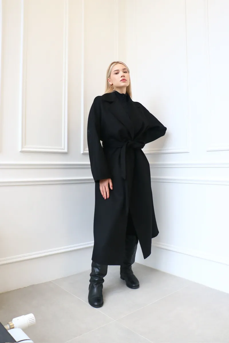 Пальто из шерсти альпаки maxi длины 