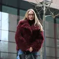 Tigrado sheepskin coat in trendy burgundy color