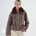 Wool down jacket with mink fur collar