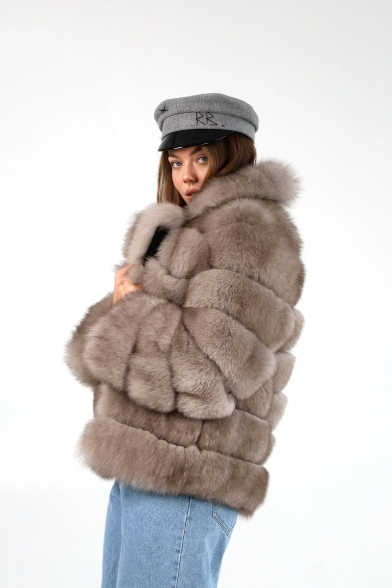 Cropped fox fur coat