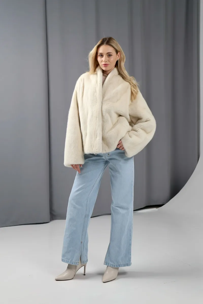 A pearl-toned mink coat