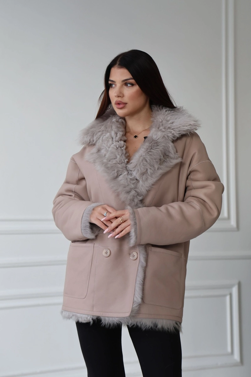 Reversible Tigrado Sheepskin Coat in Grey
