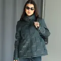 Demi-season down jacket with a stand-up collar
