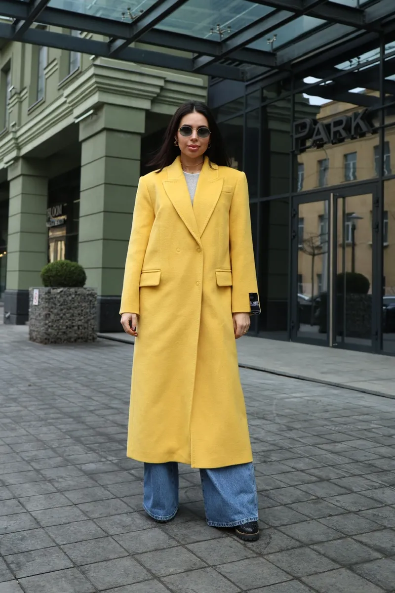 Straight cut coat in maxi length
