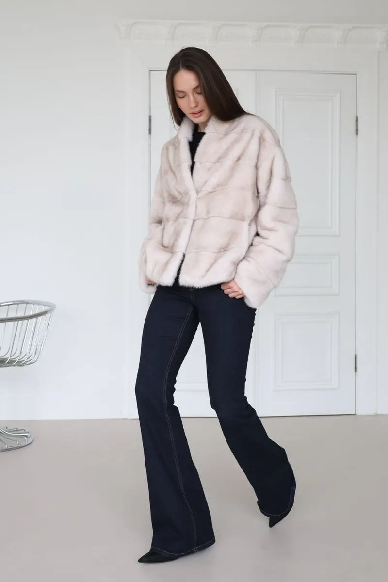Scandinavian mink fur coat in the “Warm Ice” shade