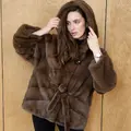 Шуба из скандинавской норки с капюшоном