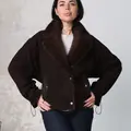 Jacket made of genuine suede in chocolate color