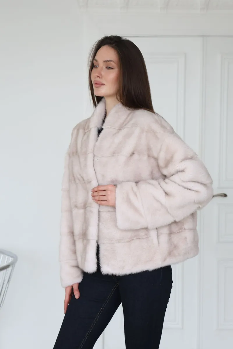 Scandinavian mink fur coat in the “Warm Ice” shade