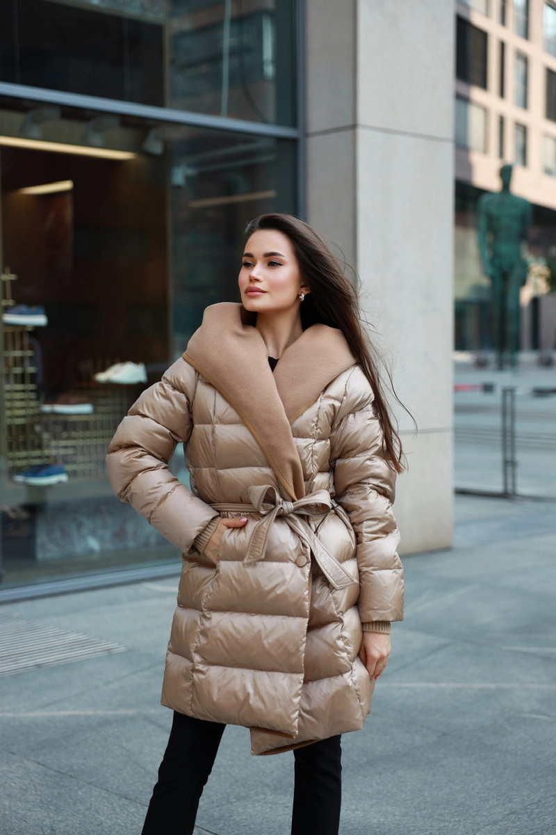 Down jacket with cashmere