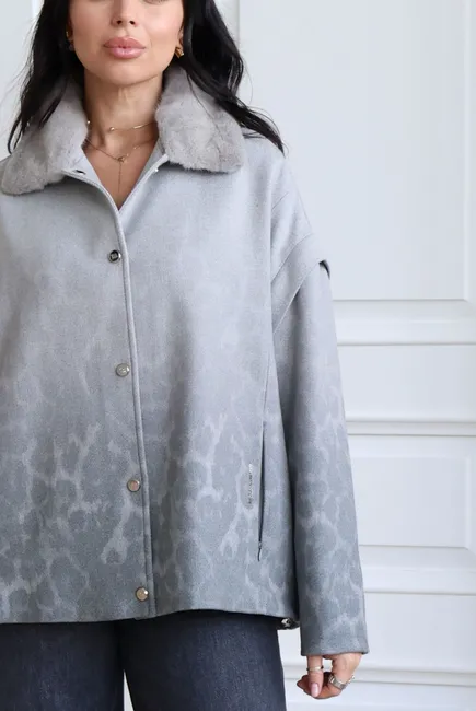 Grey convertible coat crafted from Italian fabric