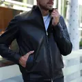 Bomber jacket made of premium quality genuine smooth leather