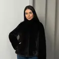 Класична норкова шуба автоледі з коміром стійка