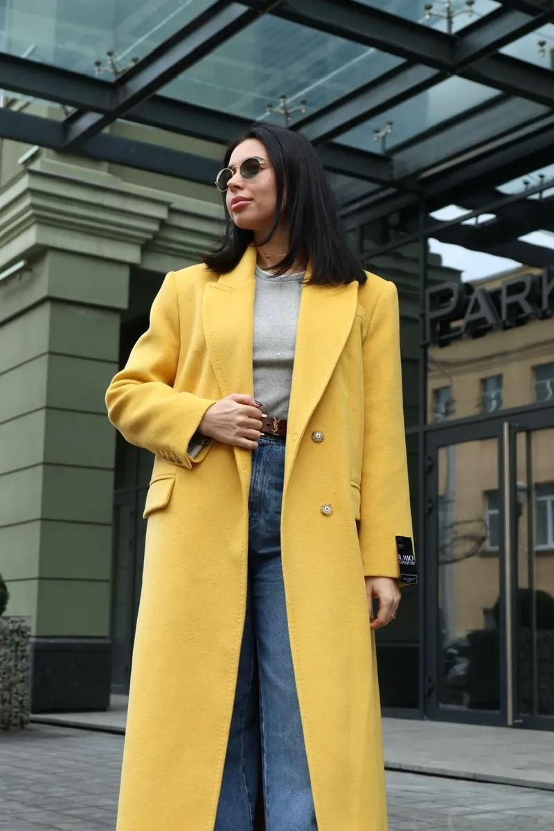 Straight cut coat in maxi length