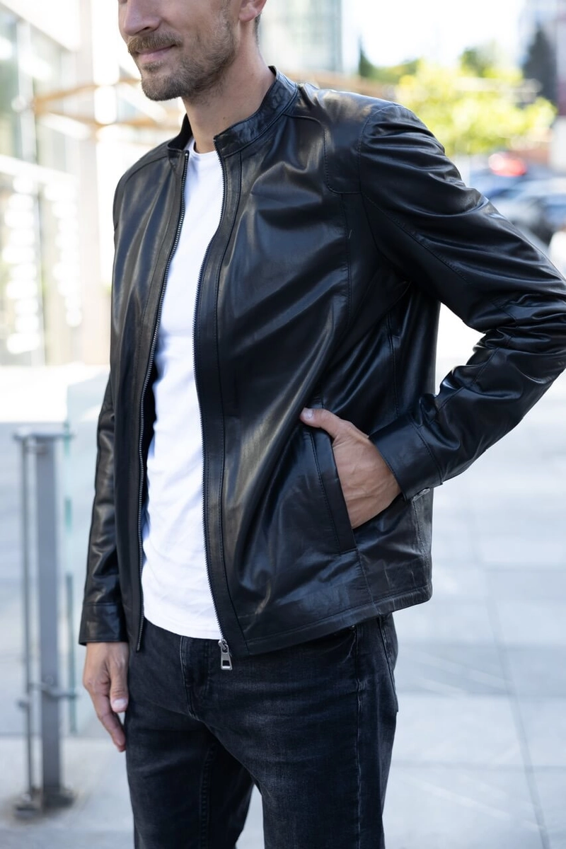 Classic smooth leather jacket