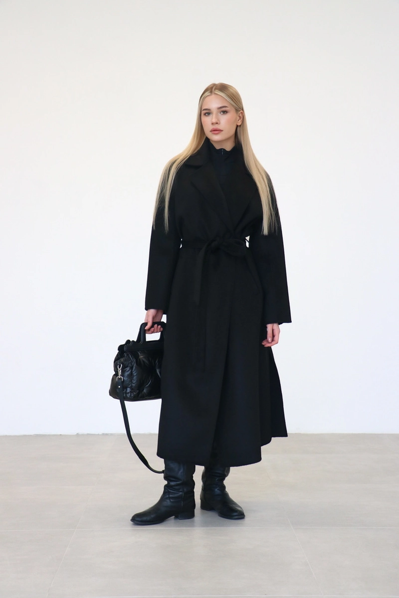Пальто из шерсти альпаки maxi длины 