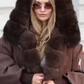 Loose-fit parka with fox fur on the hood