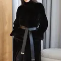 A BlackGlama mink robe coat