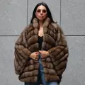 Sable fur coat with shawl collar