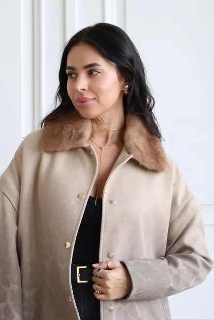 Cropped convertible coat crafted from Italian Marani fabric