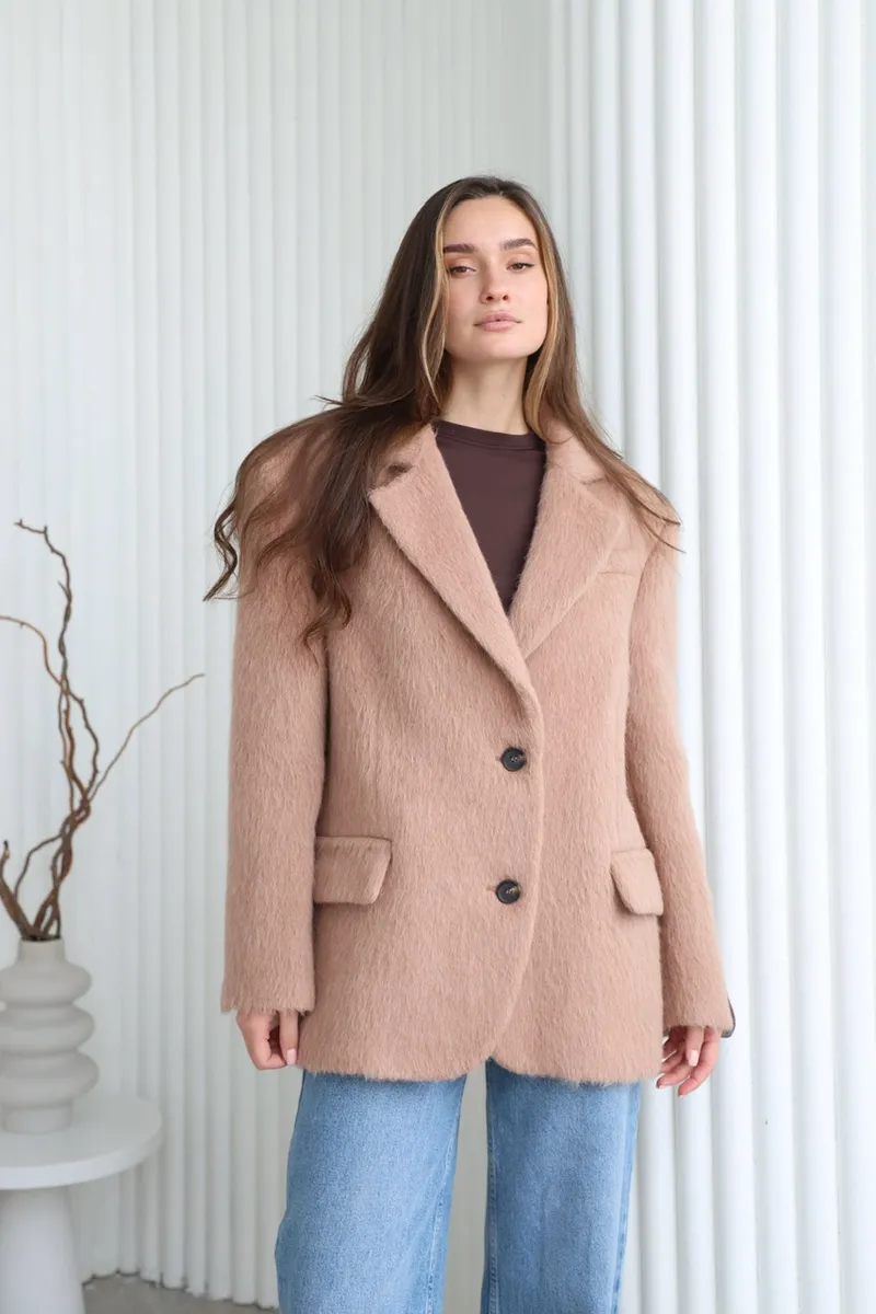 Beige alpaca wool jacket