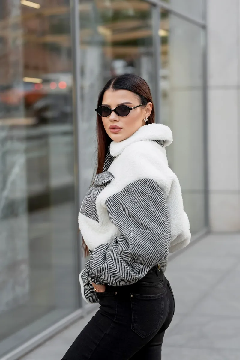 Cropped bomber jacket with patch pockets