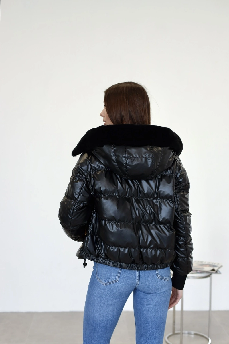 Jacket in Italian vogue fabric in high-gloss black