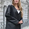 Collarless Woven Leather Jacket