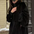 Mink fur coat with an English collar in maxi length